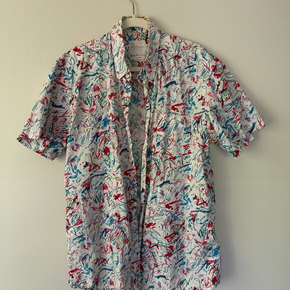 RARE SATURDAYS SURF NYC Shirt Men XL Gordon Harrison Hull Button Up Scribble - Picture 1 of 6